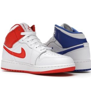 Air Jordan 1 Mid SE White/Red/Blue Shoes